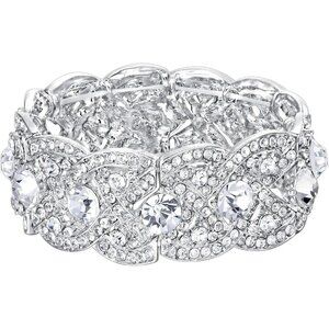 Austrian Crystal Art Deco Elastic Stretch Wedding Bracelet Silver Object